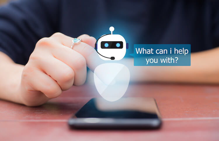 small chatbot coming out of phone