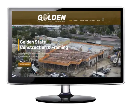 Golden State Construction Golden State Construction website shown on a desktop monitor