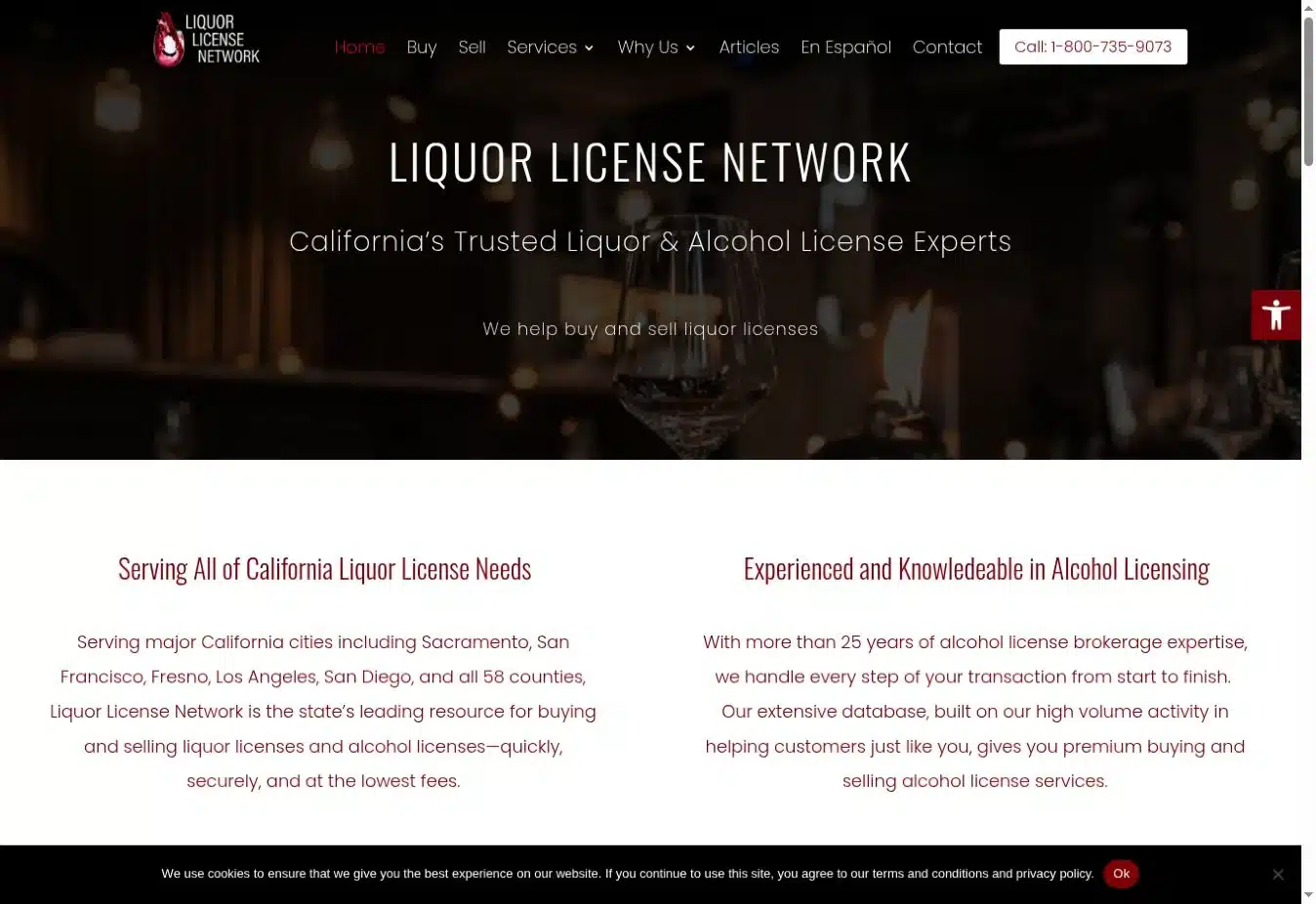 Liquor License Network homepage, a Sacramento client since February 2017 Liquor License Network homepage, a Sacramento client since February 2017