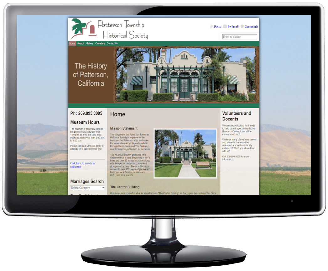 Patterson Township Historical Society website redesigned by Eileen Forte in 2013