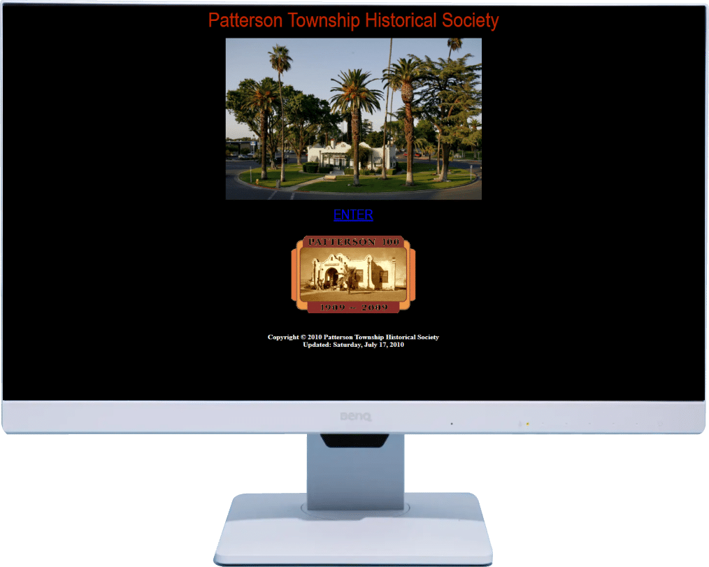 Patterson Township Historical Society original website before Eileen Forte’s 2013 redesign